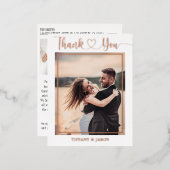 2 Foto Simple Elegant Wedding Hand Lettered Heart Folie Feestdagen Briefkaart (Voorkant / Achterkant)