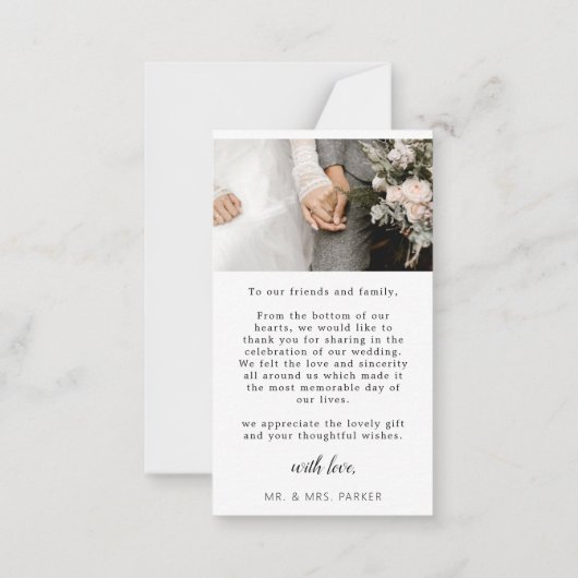 2 Foto Simple Elegant Wedding Hand Lettered Heart Notitiekaartje (Achterkant)