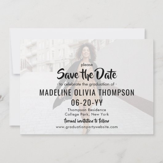 2 Foto Simple Modern Afstuderen Save the Date Kaart (Achterkant)