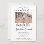 2 Foto Simple Modern Calligraphy Elegant Wedding Kaart (Voorkant)