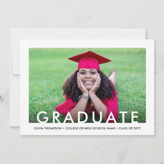 2 Foto Simple Modern Minimalist Graduparty Kaart (Voorkant)