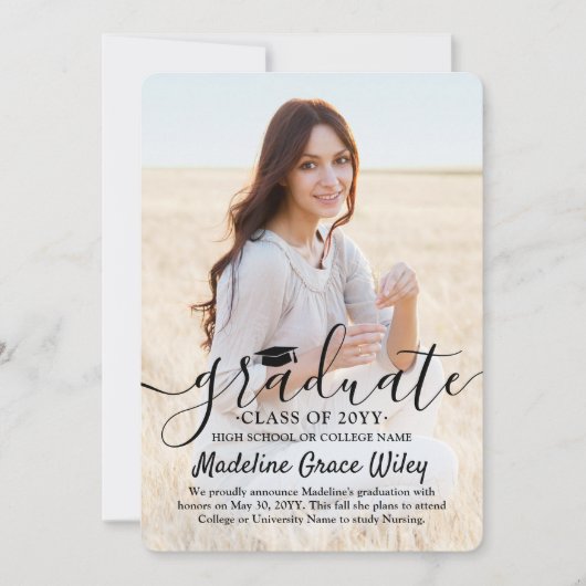 2 Foto Simple Overlay Black Script Afstuderen Aankondiging (Voorkant)