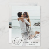 2 Foto Simply Elegant Calligraphy Wedding Save The Date (Voorkant / Achterkant)