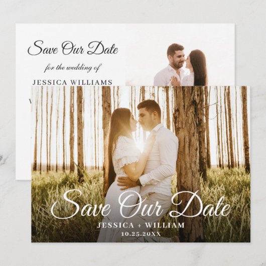 2 Foto Simply Elegant Wedding Save The Date (Voorkant / Achterkant)