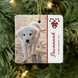 2 Foto Sjabloon Mijn 1e Kerstmis Met Rode Kerststo Keramisch Ornament