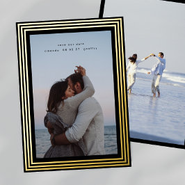 2 foto Sla de datum op Minimale gouden lijsten Folie Uitnodiging