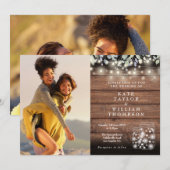 2 foto snoerlichtjes rustieke potten groen huwelij kaart (Voorkant / Achterkant)