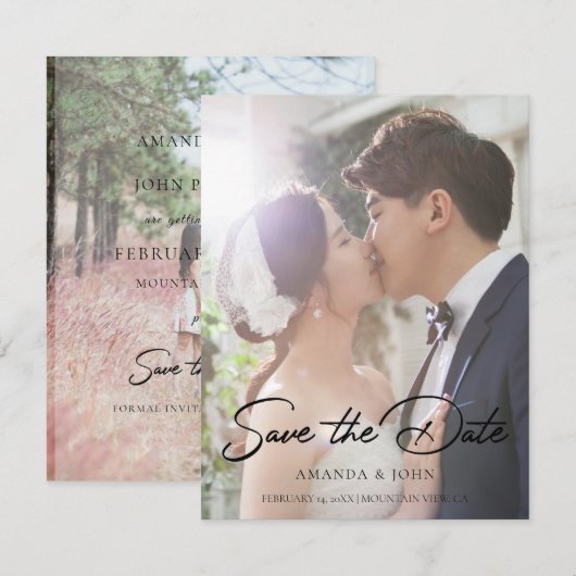 2 Foto Sprookje Save the Date Wedding Invitation (Voorkant / Achterkant)