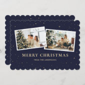 2 Foto Starry Blue Merry Christmas Feestdagenkaart (Voorkant / Achterkant)