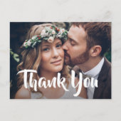 2 Foto Stijlvol modern script bruiloft Bedankt Aankondigingskaart (Voorkant)