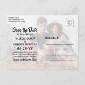 2 Foto Stijlvolle Calligrafie Weddenschap Opslaan  Aankondigingskaart (Achterkant)