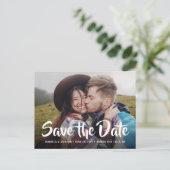 2 Foto Stijlvolle Calligrafie Weddenschap Opslaan  Aankondigingskaart (Staand voorkant)