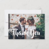 2 Foto Stijlvolle moderne Script Calligraphy Weddi Bedankkaart (Voorkant)