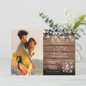 2 Foto String Lights Rustic Jars Greenery Wedding Kaart (Staand voorkant)