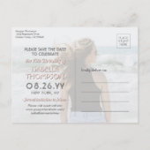 2 Foto Sweet 16 Birthday Save the Date Blush Gold Uitnodiging Briefkaart (Achterkant)