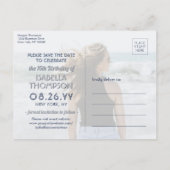 2 Foto Sweet 16 Birthday Save the Date Navy Blue Uitnodiging Briefkaart (Achterkant)