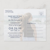2 Foto Sweet 16 Birthday Save the Date Navy Blue Uitnodiging Briefkaart (Achterkant)