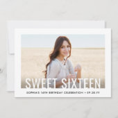 2 Foto Sweet 16 Moderne Minimale Zestiende verjaar Kaart (Voorkant)