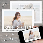 2 Foto Sweet 16 Moderne Minimale Zestiende verjaar Kaart<br><div class="desc">Nodig familie en vrienden uit voor een elegant Sweet 16th verjaardagsfeestje voor haar met deze stijlvolle 2 fotouitnodiging. Al tekst is eenvoudig aan te passen. (AFBEELDING PLACEMENT TIP: Een gemakkelijke manier om een foto precies te centreren hoe u wilt is het te bebouwen alvorens aan de website van Zazzle te...</div>