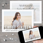 2 Foto Sweet 16 Moderne Minimale Zestiende verjaar Kaart<br><div class="desc">Nodig familie en vrienden uit voor een elegant Sweet 16th verjaardagsfeestje voor haar met deze stijlvolle 2 fotouitnodiging. Al tekst is eenvoudig aan te passen. (AFBEELDING PLACEMENT TIP: Een gemakkelijke manier om een foto precies te centreren hoe u wilt is het te bebouwen alvorens aan de website van Zazzle te...</div>