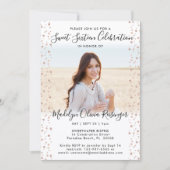 2 Foto Sweet 16 Moderne Roze Roze Glitter Kaart (Voorkant)