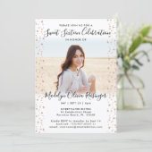 2 Foto Sweet 16 Moderne Roze Roze Glitter Kaart (Staand voorkant)