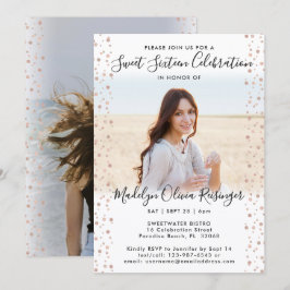 2 Foto Sweet 16 Moderne Roze Roze Glitter Kaart