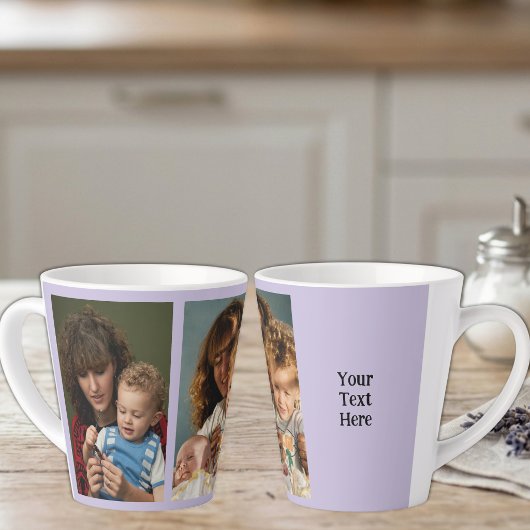 2 foto tekst toevoegen wit paars latte mok
