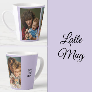 2 foto tekst toevoegen wit paars latte mok