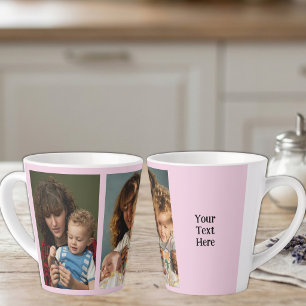 2 foto tekst toevoegen wit roze latte mok