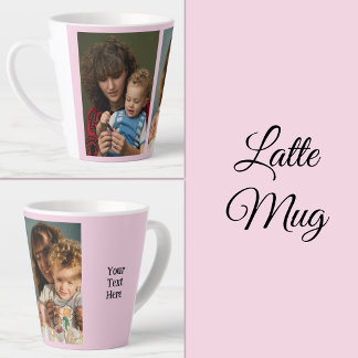 2 foto tekst toevoegen wit roze latte mok