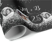 2 Foto Toen en Nu Bruiloft Jubileum Cadeaupapier (Rol Hoek)