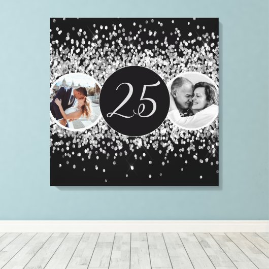 2 Foto Toen en Nu Bruiloft Jubileum Canvas Afdruk (Insitu (Houten vloer))