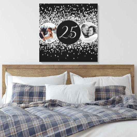 2 Foto Toen en Nu Bruiloft Jubileum Canvas Afdruk (Insitu (Slaapkamer))