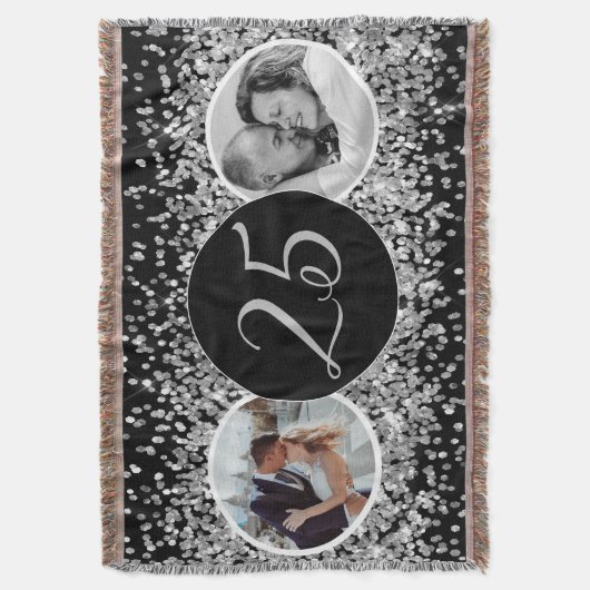 2 Foto Toen en Nu Bruiloft Jubileum Deken (Voorkant Verticaal)