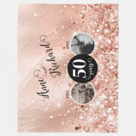 2 Foto "Toen en Nu" Bruiloft Jubileum Fleece Deken