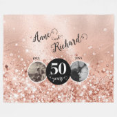 2 Foto "Toen en Nu" Bruiloft Jubileum Fleece Deken (Voorkant (Horizontaal))