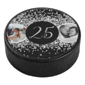 2 Foto Toen en Nu Bruiloft Jubileum Hockey Puck (3/4)