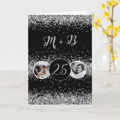 2 Foto Toen en Nu Bruiloft Jubileum Kaart (Gele Bloem)