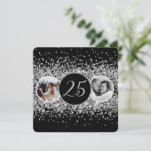 2 Foto Toen en Nu Bruiloft Jubileum Kaart (Staand voorkant)