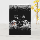 2 Foto Toen en Nu Bruiloft Jubileum Kaart (Gele Bloem)