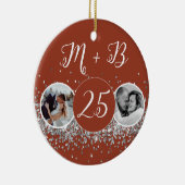 2 Foto Toen en Nu Bruiloft Jubileum Keramisch Ornament (Rechts)