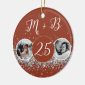 2 Foto Toen en Nu Bruiloft Jubileum Keramisch Ornament (Links)