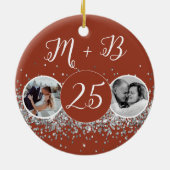 2 Foto Toen en Nu Bruiloft Jubileum Keramisch Ornament (Achterkant)