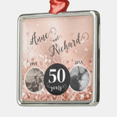 2 Foto "Toen en Nu" Bruiloft Jubileum Metalen Ornament (Links)
