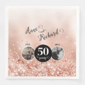 2 Foto Toen en Nu ELK JAAR Bruiloft Jubileum Servet (Voorkant)