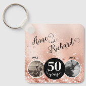 2 Foto Toen en Nu ELK JAAR Bruiloft Jubileum Sleutelhanger (Voorkant)