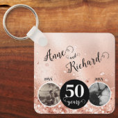 2 Foto Toen en Nu ELK JAAR Bruiloft Jubileum Sleutelhanger (Voorkant)