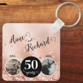 2 Foto Toen en Nu ELK JAAR Bruiloft Jubileum Sleutelhanger (Achterkant)