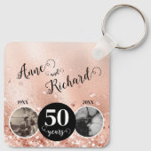 2 Foto Toen en Nu ELK JAAR Bruiloft Jubileum Sleutelhanger (Achterkant)